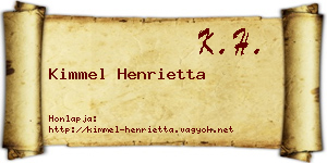 Kimmel Henrietta névjegykártya